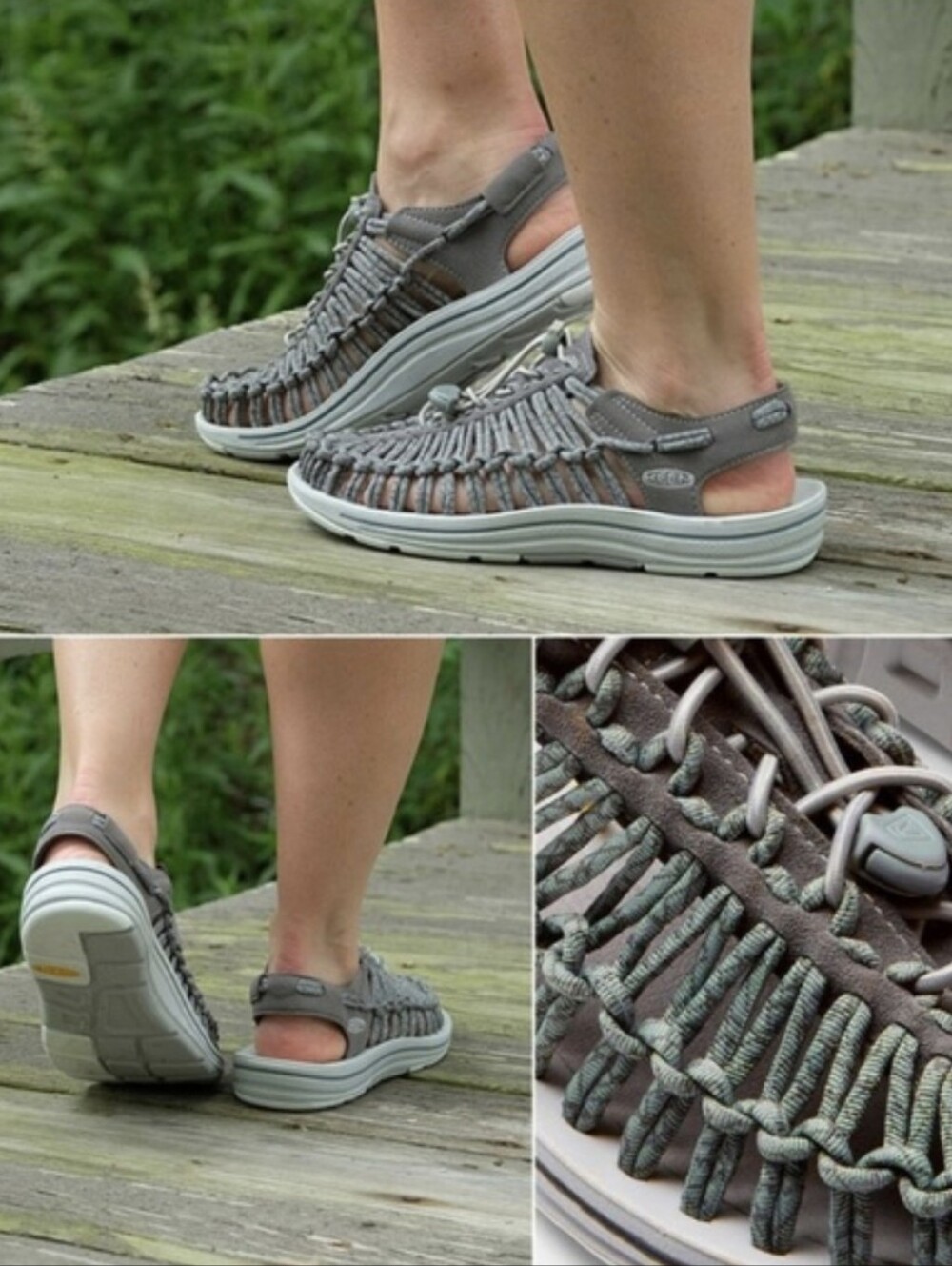 KEEN UNEEK Women's Cord Sandals —sog Braided  Two-cord Gray — Size 10  Like NEW